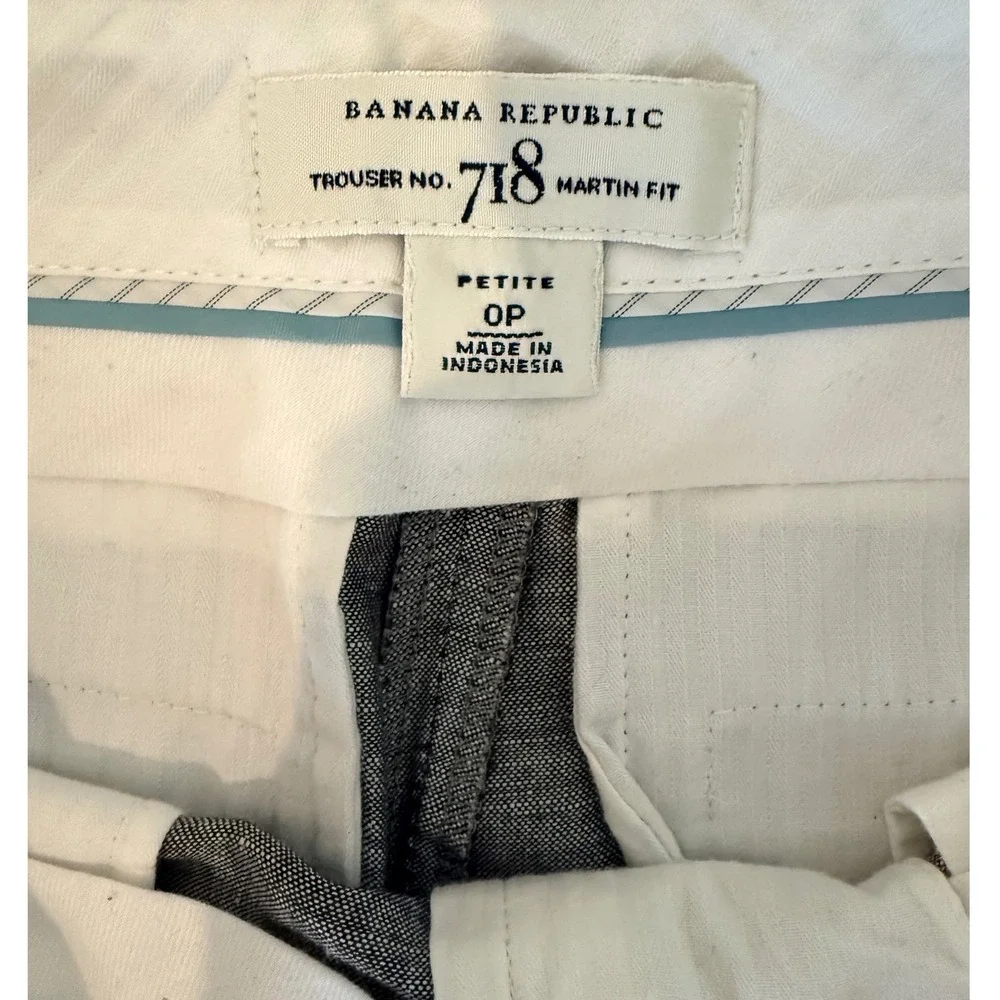 Banana Republic Martin Fit 718 Grey Linen Blend Trouser Pants Classic Petite 0P